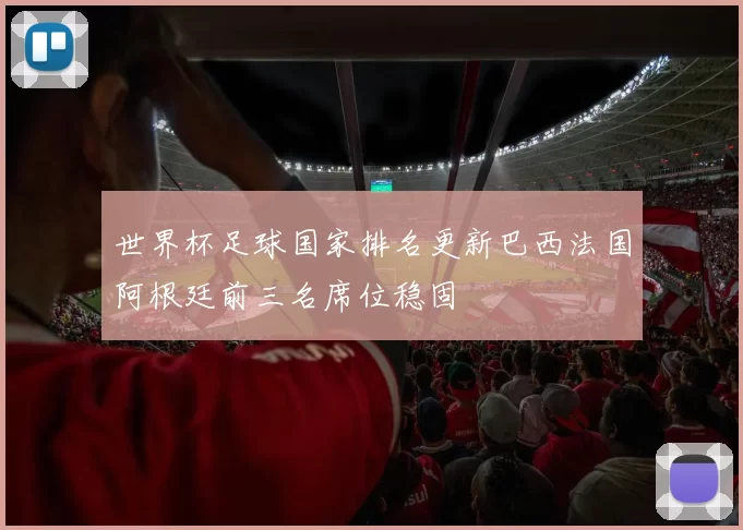 世界杯足球国家排名更新巴西法国阿根廷前三名席位稳固